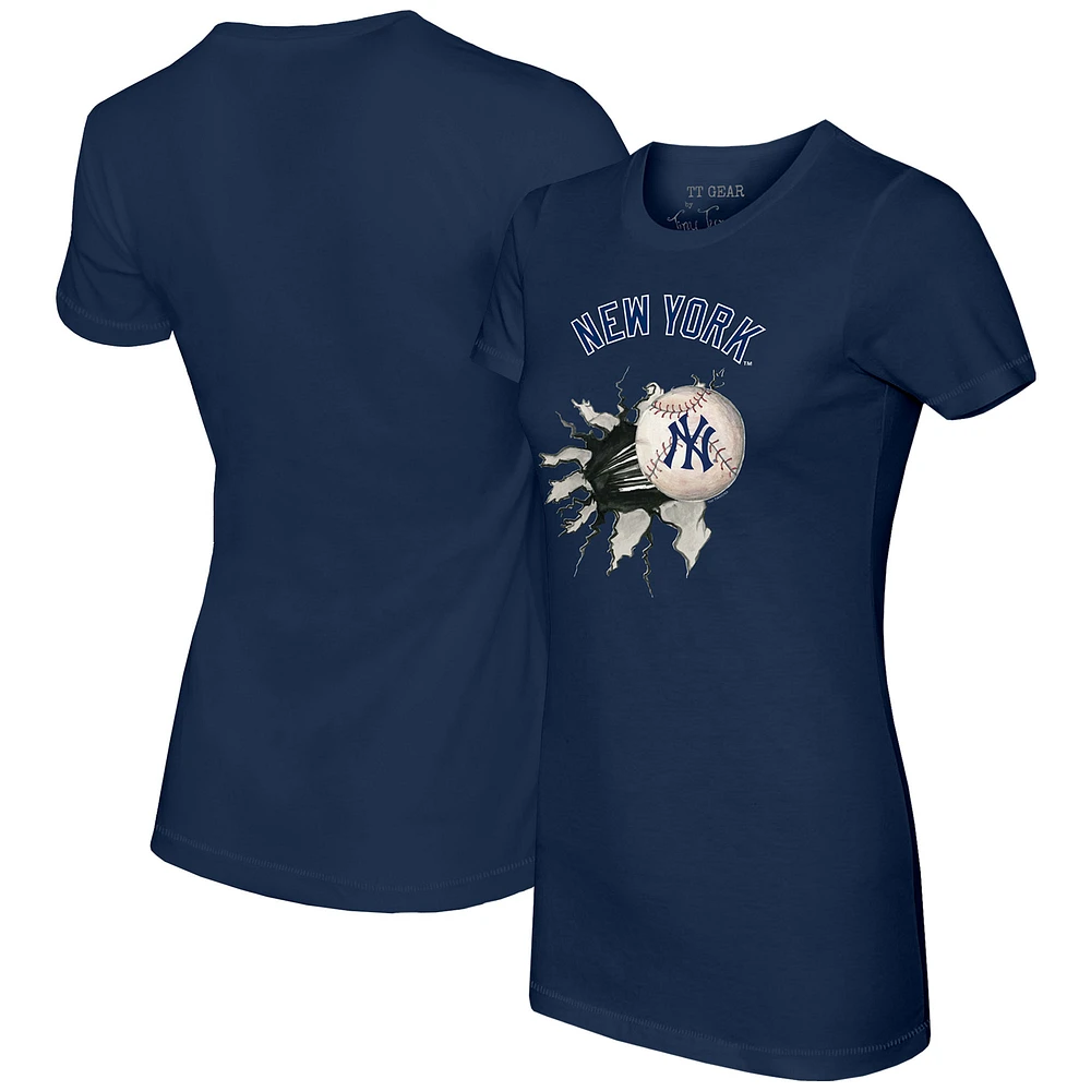 Women's Tiny Turnip Navy New York Yankees Baseball Tear T-Shirt