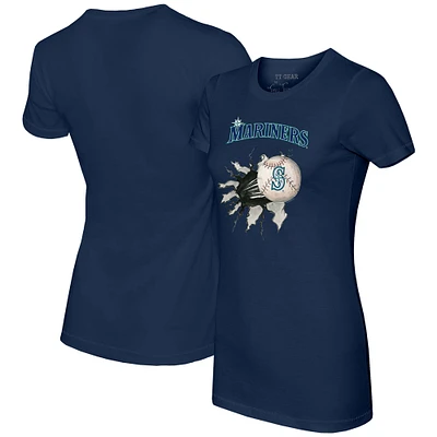 Women's Tiny Turnip Navy Seattle Mariners Baseball Tear T-Shirt