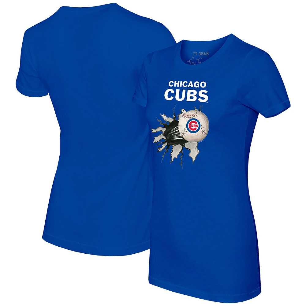 Women's Tiny Turnip Royal Chicago Cubs Baseball Tear T-Shirt
