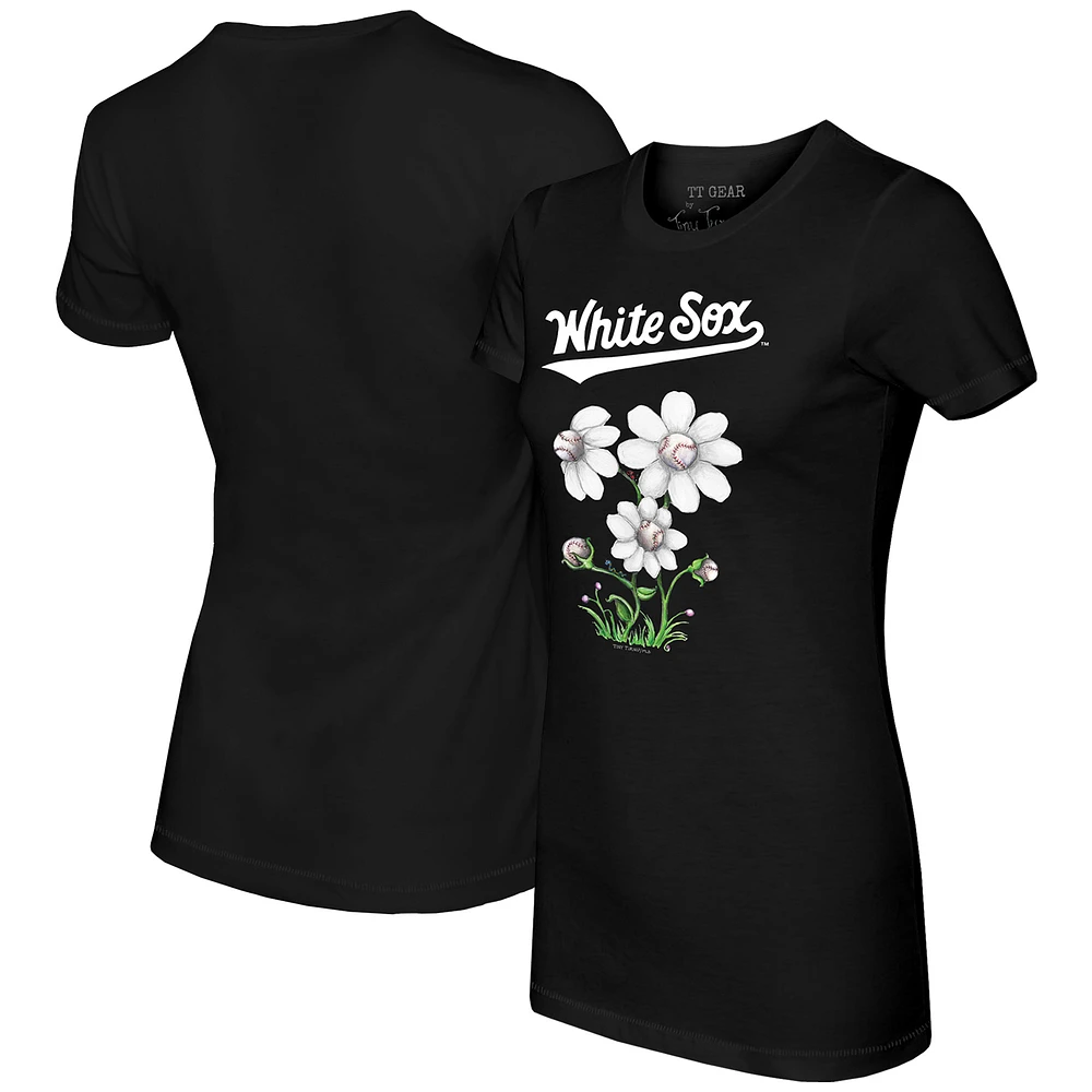 Women's Tiny Turnip Black Chicago White Sox Blooming Baseballs T-Shirt