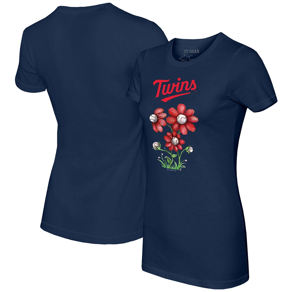 Women's Tiny Turnip Navy Minnesota Twins Blooming Baseballs T-Shirt