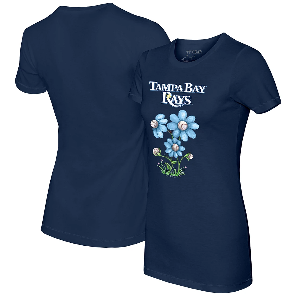 Women's Tiny Turnip Navy Tampa Bay Rays Blooming Baseballs T-Shirt