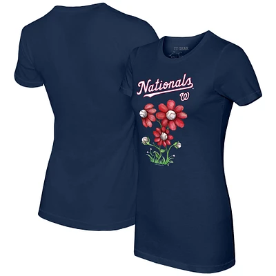 Women's Tiny Turnip Navy Washington Nationals Blooming Baseballs T-Shirt