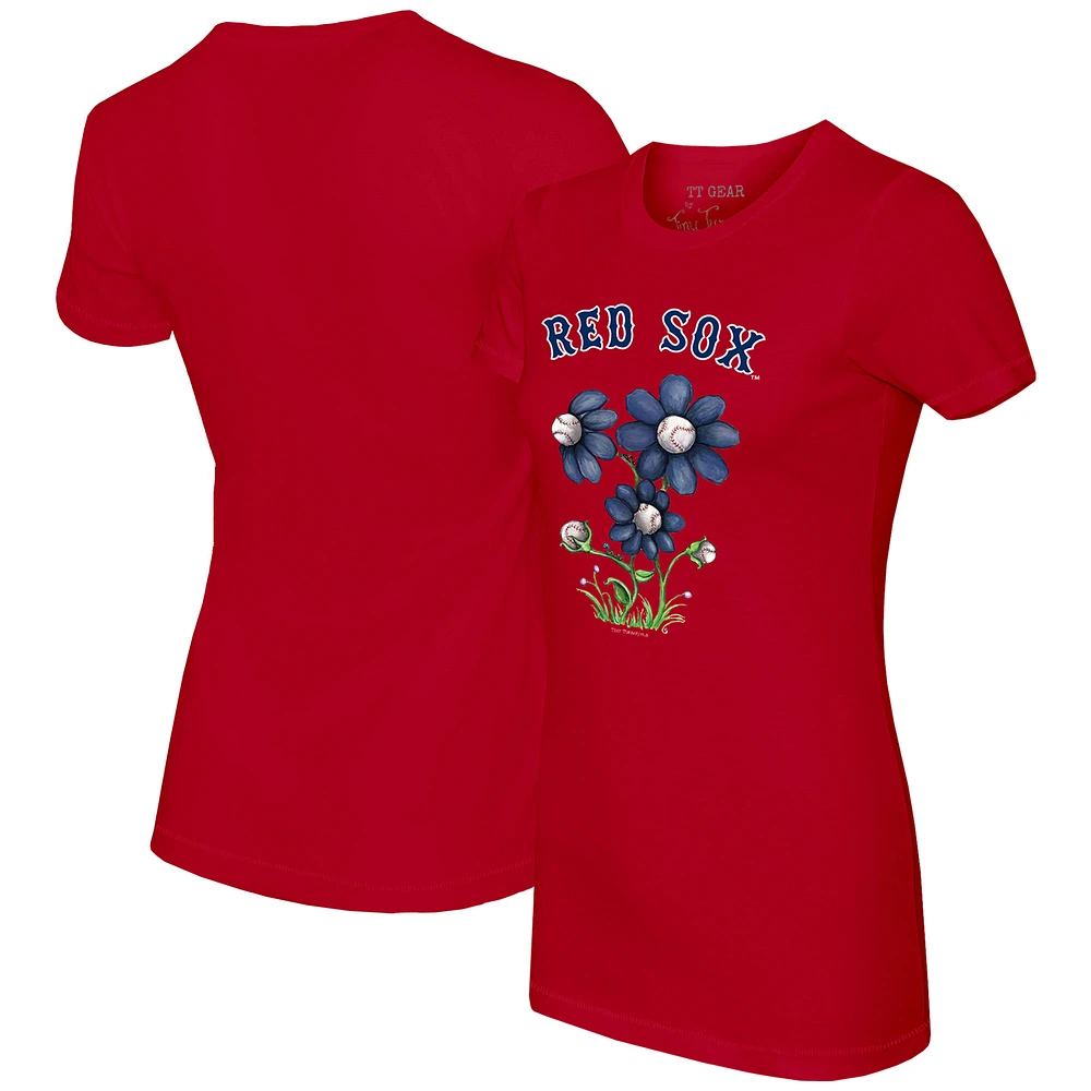 Women's Tiny Turnip Red Boston Sox Blooming Baseballs T-Shirt