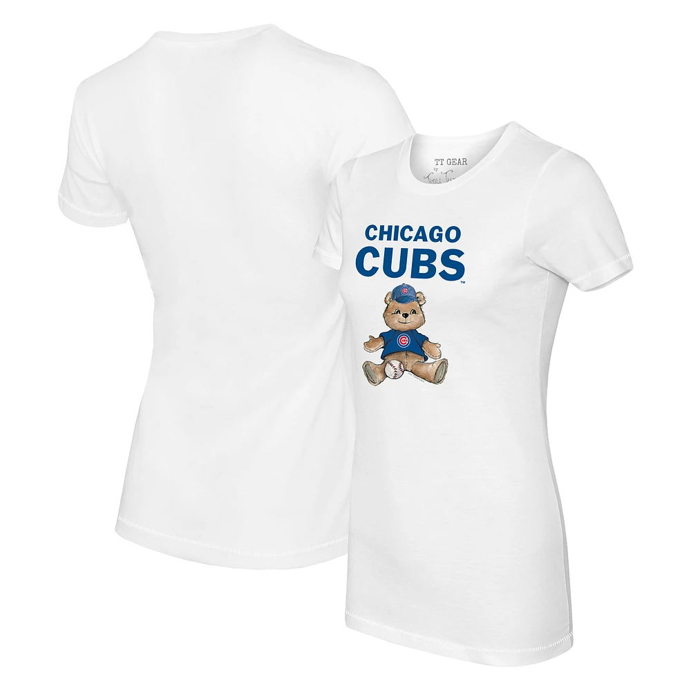 Women's Tiny Turnip White Chicago Cubs Teddy Boy T-Shirt