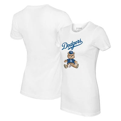 Women's Tiny Turnip White Los Angeles Dodgers Teddy Boy T-Shirt
