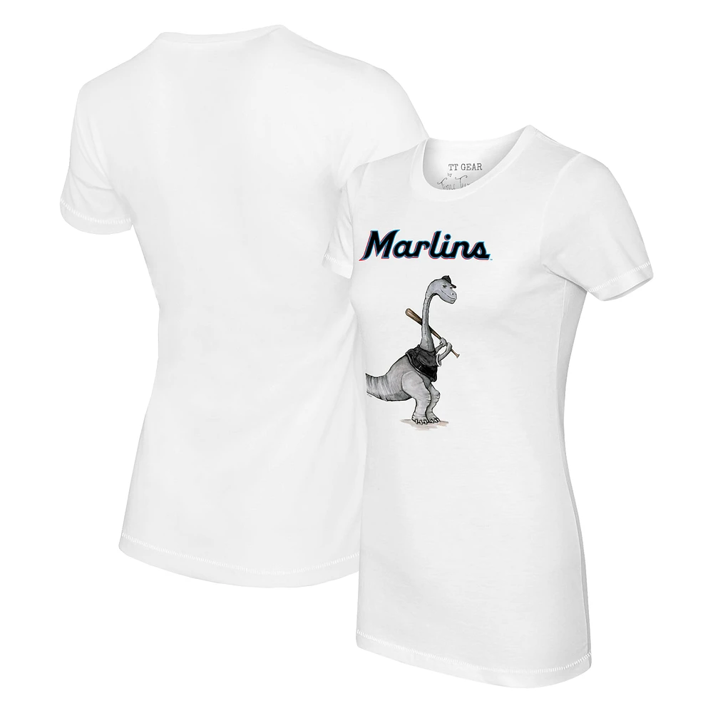 Women's Tiny Turnip White Miami Marlins Bronto T-Shirt