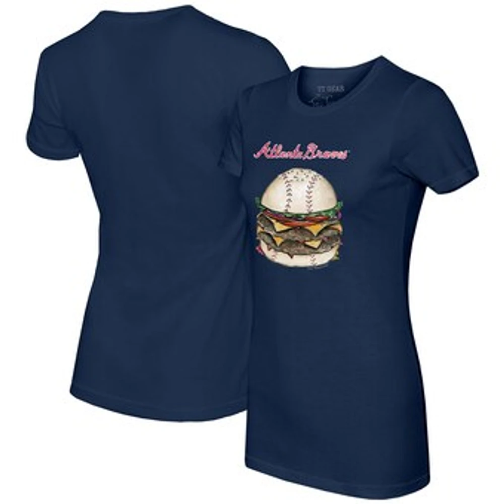 Women's Tiny Turnip Navy Atlanta Braves Burger T-Shirt