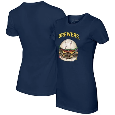 Women's Tiny Turnip Navy Milwaukee Brewers Burger T-Shirt