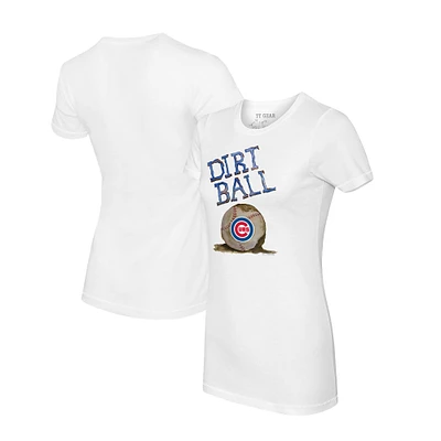 Women's Tiny Turnip White Chicago Cubs Dirt Ball T-Shirt