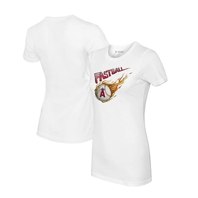 Women's Tiny Turnip White Los Angeles Angels Fastball T-Shirt
