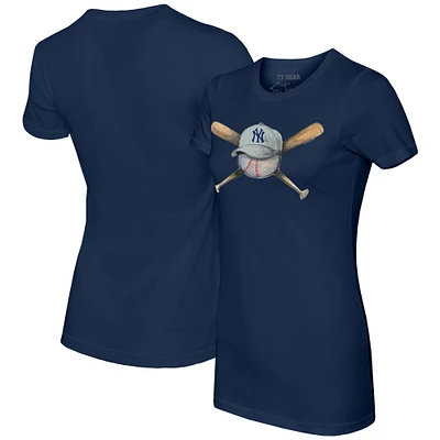 Women's Tiny Turnip Navy New York Yankees Hat Crossbats T-Shirt