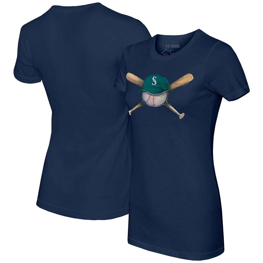Women's Tiny Turnip Navy Seattle Mariners Hat Crossbats T-Shirt