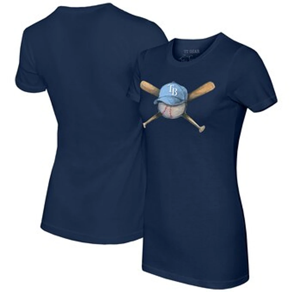 Women's Tiny Turnip Navy Tampa Bay Rays Hat Crossbats T-Shirt