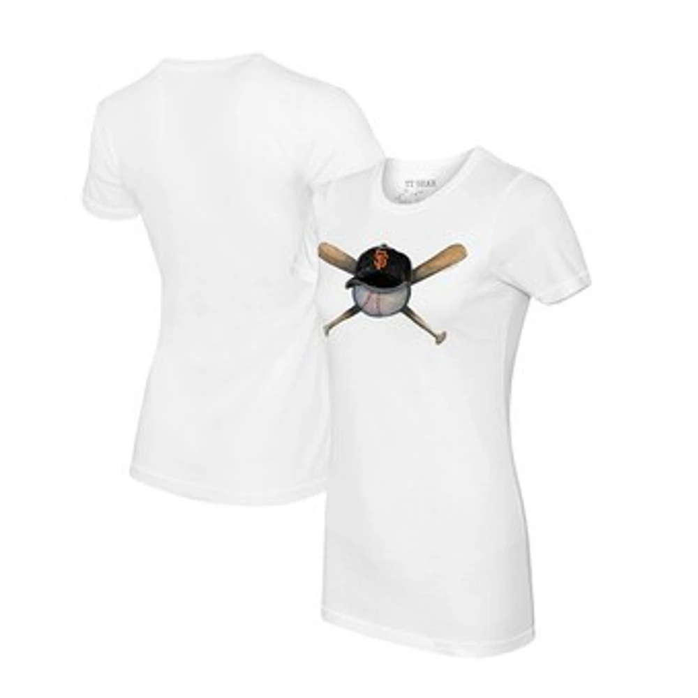 Women's Tiny Turnip White San Francisco Giants Hat Crossbats T-Shirt
