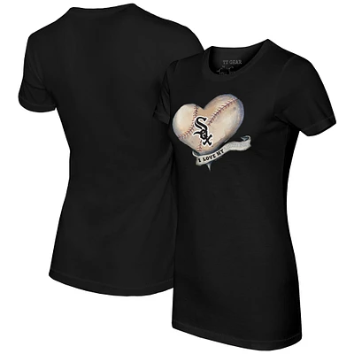 Women's Tiny Turnip Black Chicago White Sox Heart Banner T-Shirt