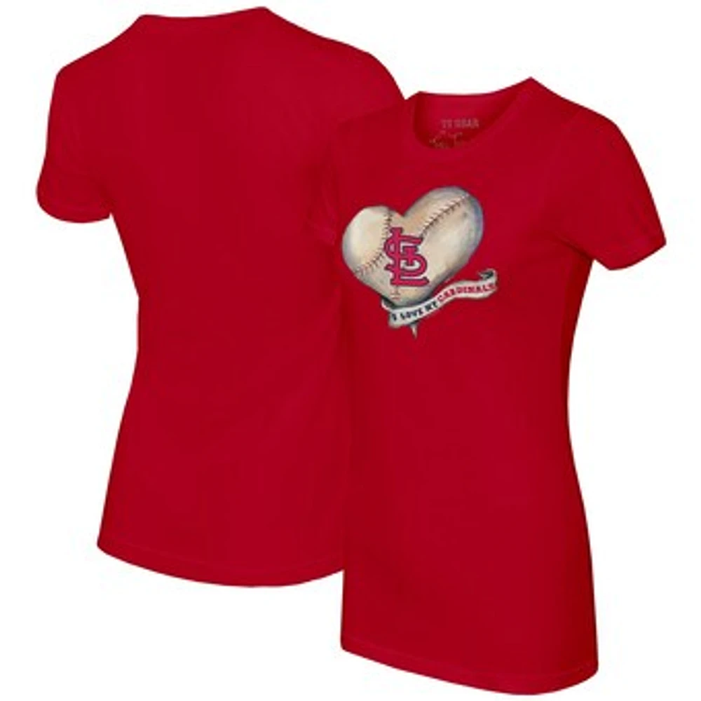 Women's Tiny Turnip Red St. Louis Cardinals Heart Banner T-Shirt