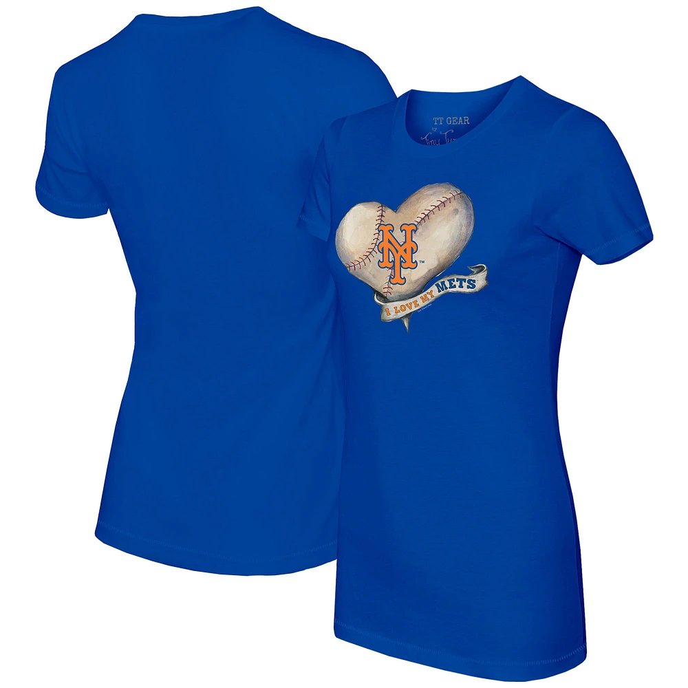 Women's Tiny Turnip Royal New York Mets Heart Banner T-Shirt
