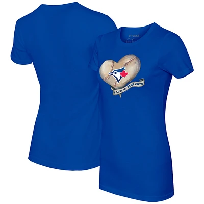 Women's Tiny Turnip Royal Toronto Blue Jays Heart Banner T-Shirt