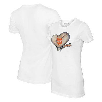 Women's Tiny Turnip White San Francisco Giants Heart Banner T-Shirt