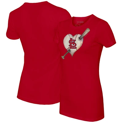 Women's Tiny Turnip Red St. Louis Cardinals Heart Bat T-Shirt