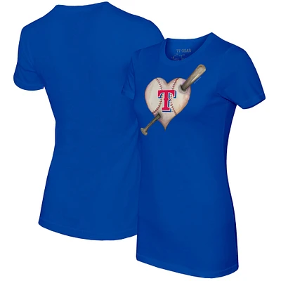 Women's Tiny Turnip Royal Texas Rangers Heart Bat T-Shirt