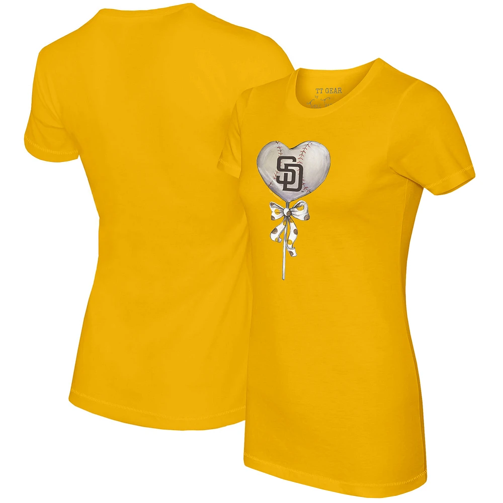 Women's Tiny Turnip Gold San Diego Padres Heart Lolly T-Shirt