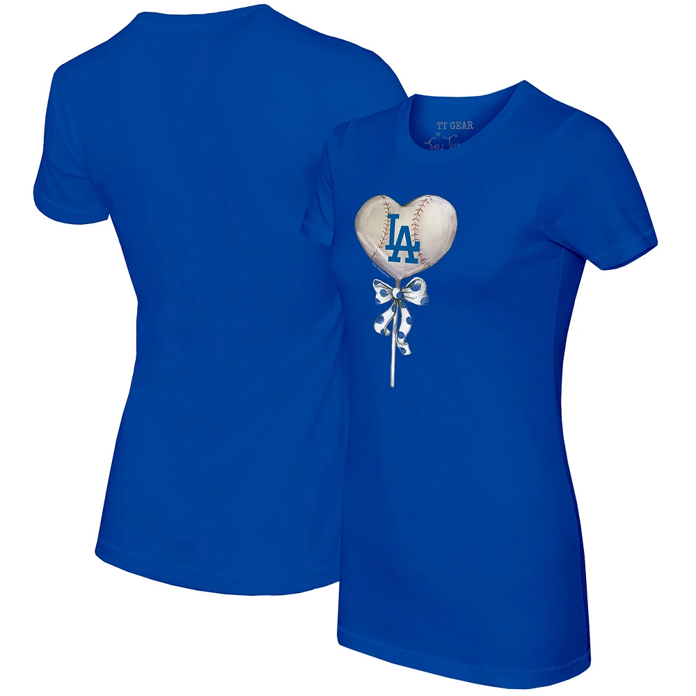 Women's Tiny Turnip Royal Los Angeles Dodgers Heart Lolly T-Shirt
