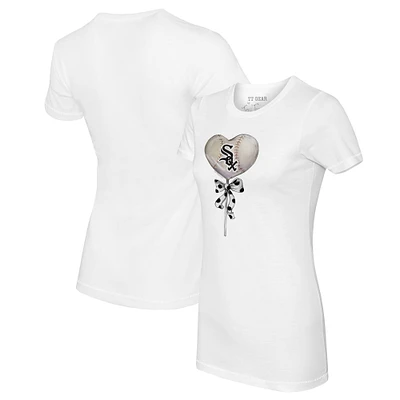 Women's Tiny Turnip White Chicago Sox Heart Lolly T-Shirt