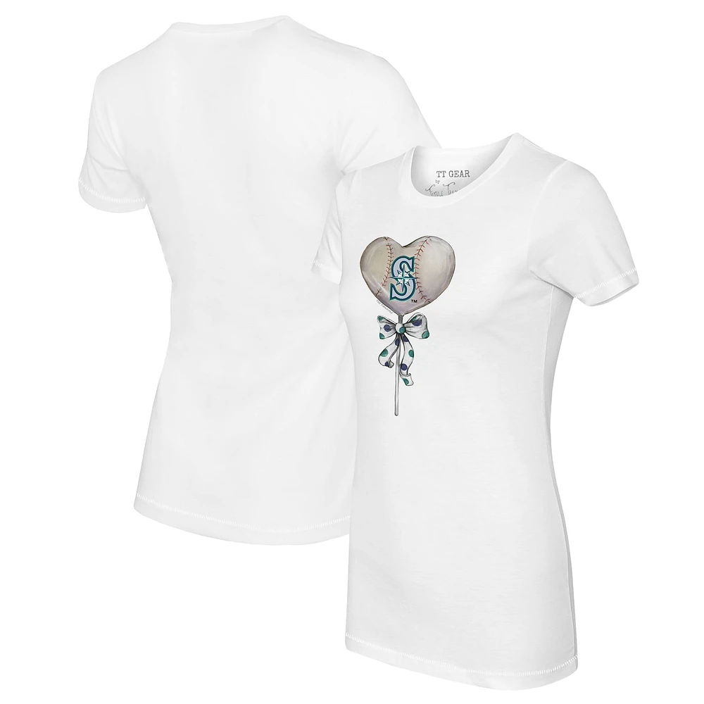 Women's Tiny Turnip White Seattle Mariners Heart Lolly T-Shirt