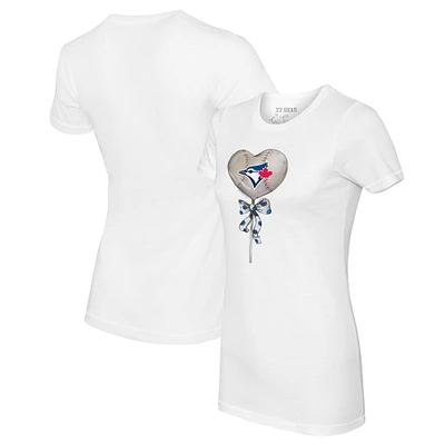 Women's Tiny Turnip White Toronto Blue Jays Heart Lolly T-Shirt