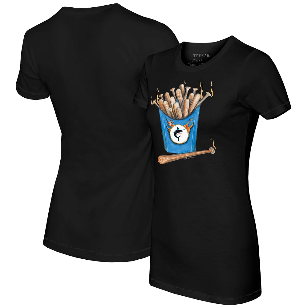Women's Tiny Turnip Black Miami Marlins Hot Bats T-Shirt