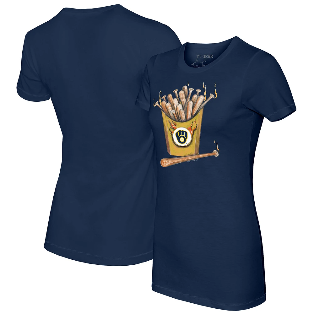 Women's Tiny Turnip Navy Milwaukee Brewers Hot Bats T-Shirt