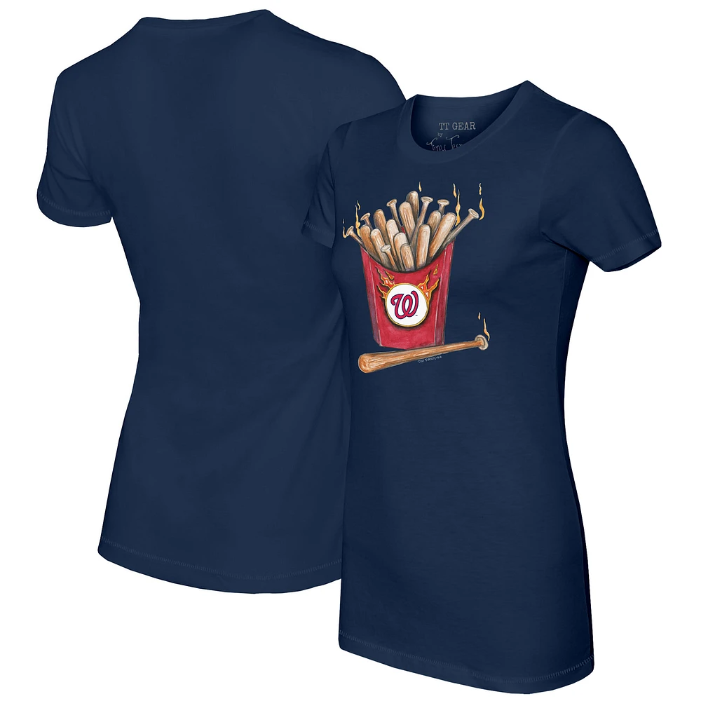 Women's Tiny Turnip Navy Washington Nationals Hot Bats T-Shirt