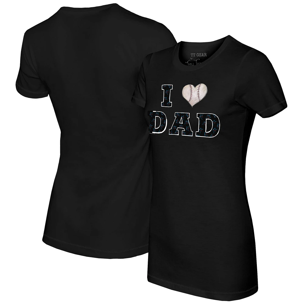 Women's Tiny Turnip Black Miami Marlins I Love Dad T-Shirt