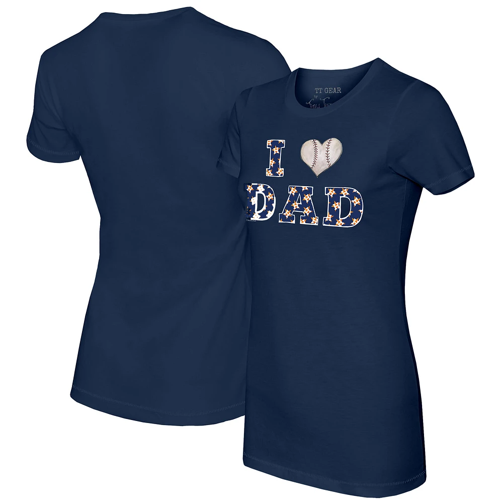 Women's Tiny Turnip Navy Houston Astros I Love Dad T-Shirt