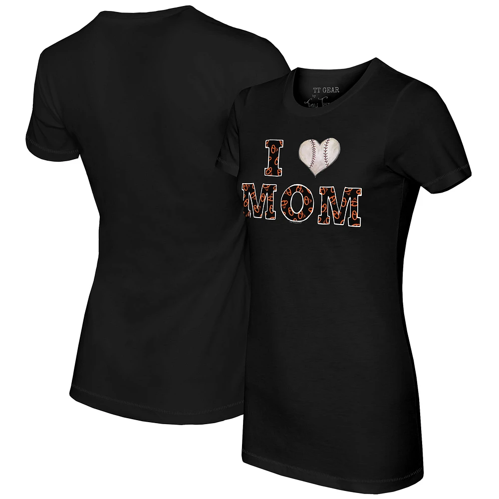 Women's Tiny Turnip Black Baltimore Orioles I Love Mom T-Shirt