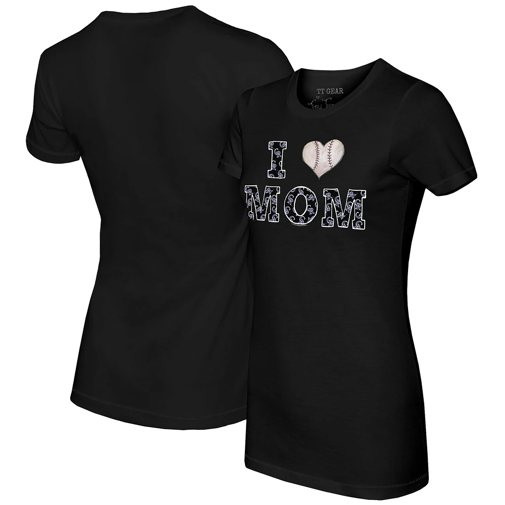 Women's Tiny Turnip Black Colorado Rockies I Love Mom T-Shirt