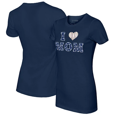 Women's Tiny Turnip Navy Atlanta Braves I Love Mom T-Shirt