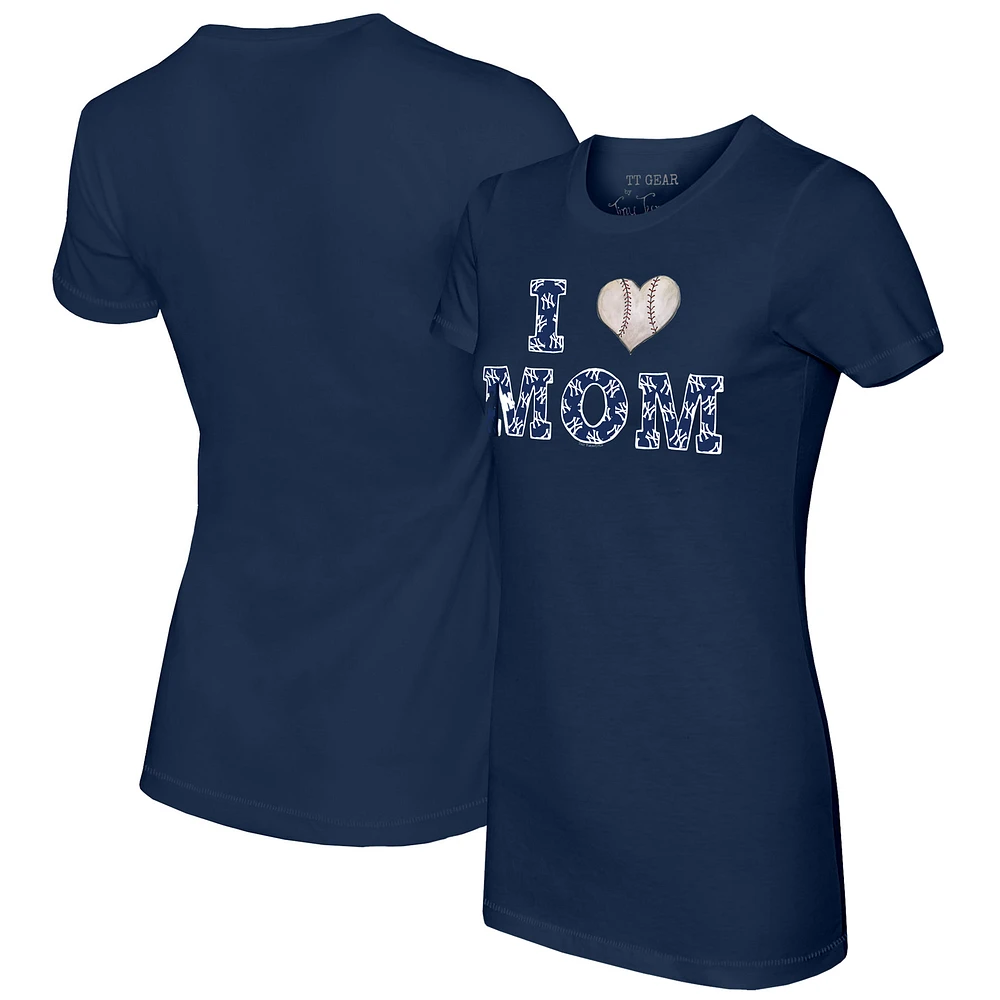 Women's Tiny Turnip Navy New York Yankees I Love Mom T-Shirt