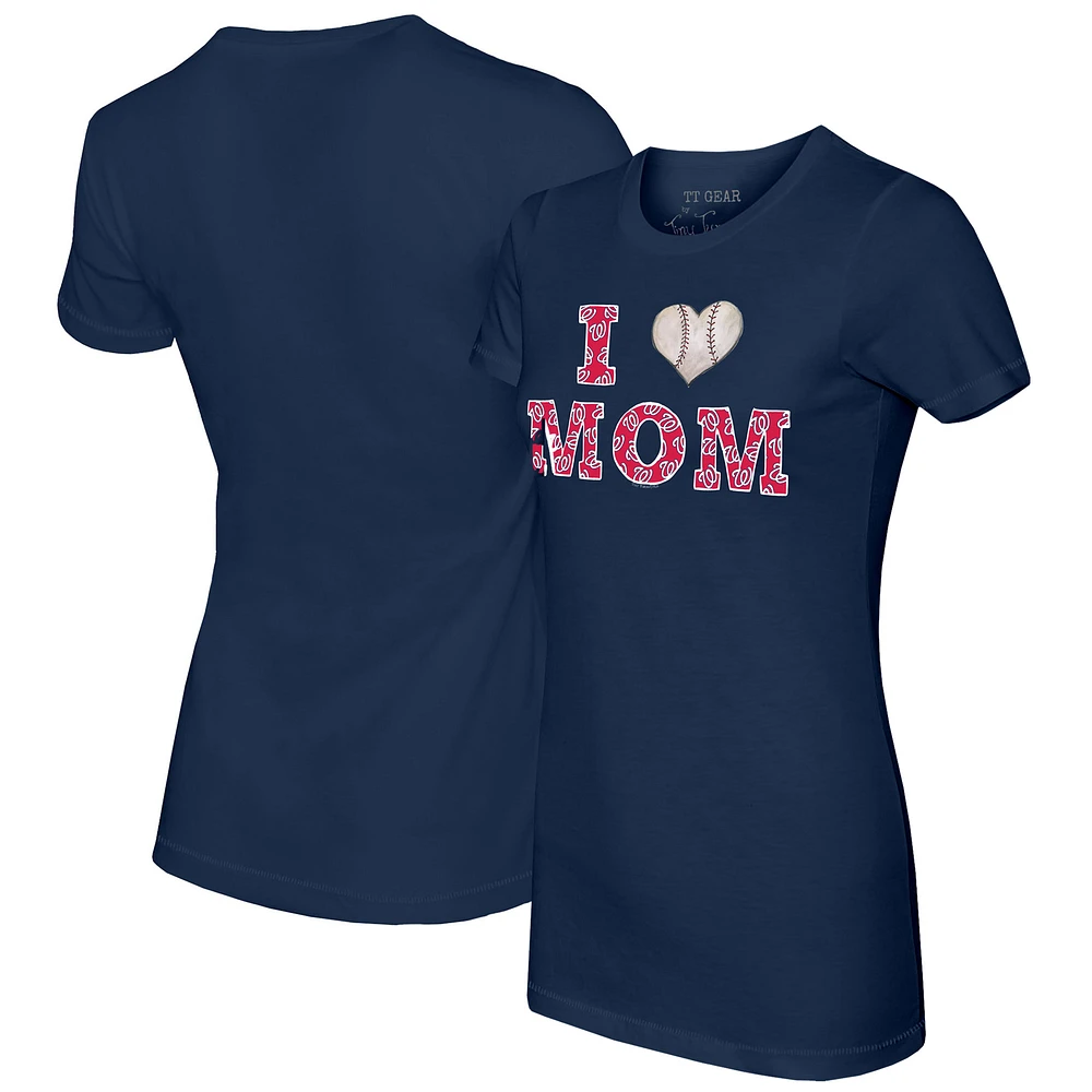 Women's Tiny Turnip Navy Washington Nationals I Love Mom T-Shirt