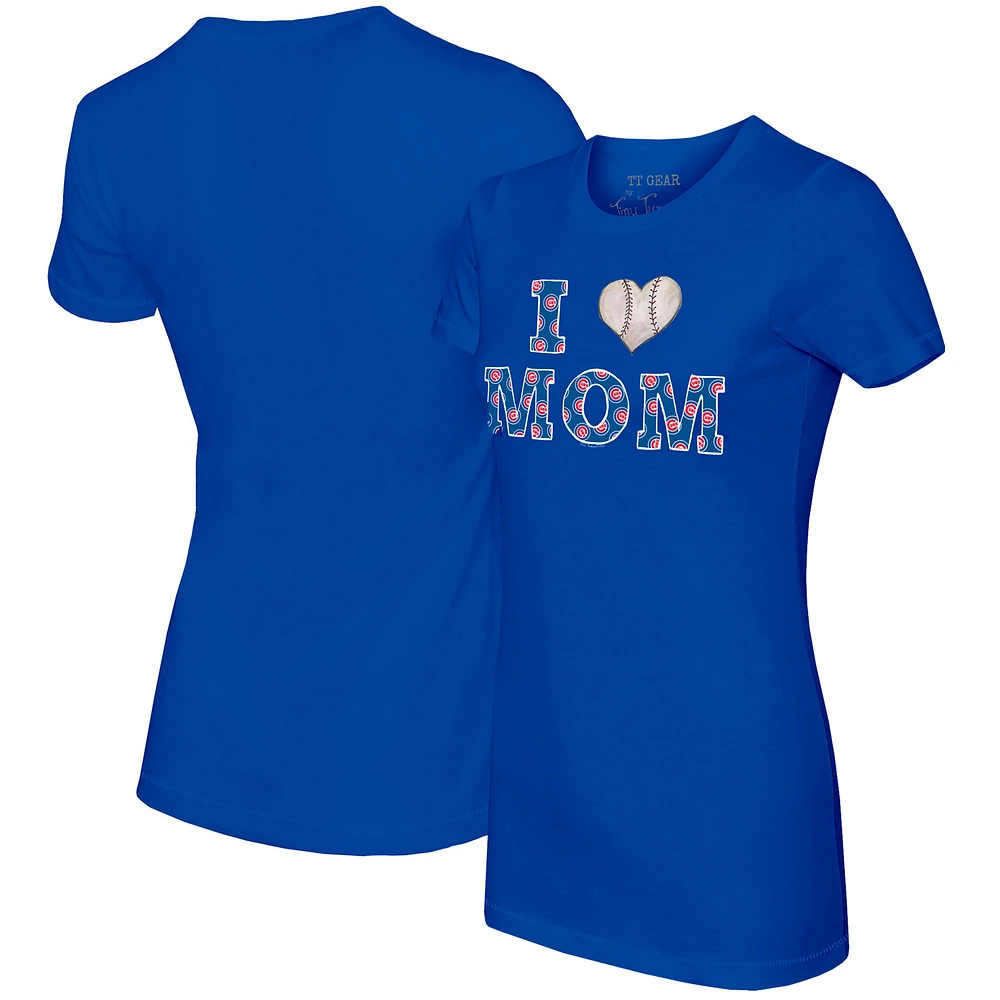 Women's Tiny Turnip Royal Chicago Cubs I Love Mom T-Shirt