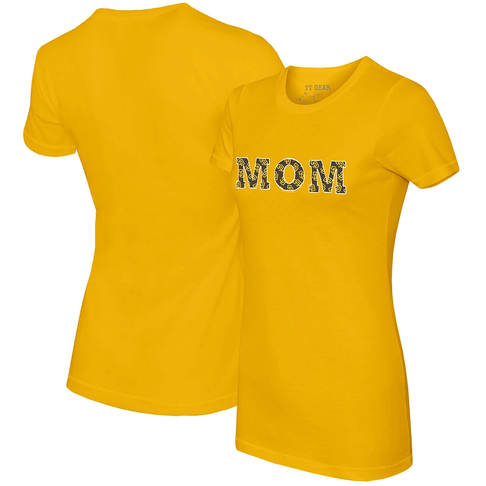 Women's Tiny Turnip Gold San Diego Padres Logo Mom T-Shirt