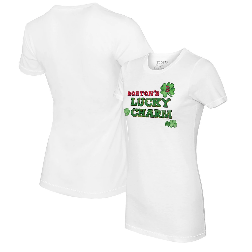 Women's Tiny Turnip White Boston Red Sox Lucky Charm T-Shirt