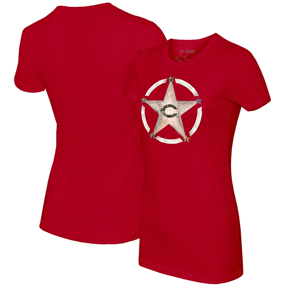 Women's Tiny Turnip Red Cincinnati Reds Military Star T-Shirt