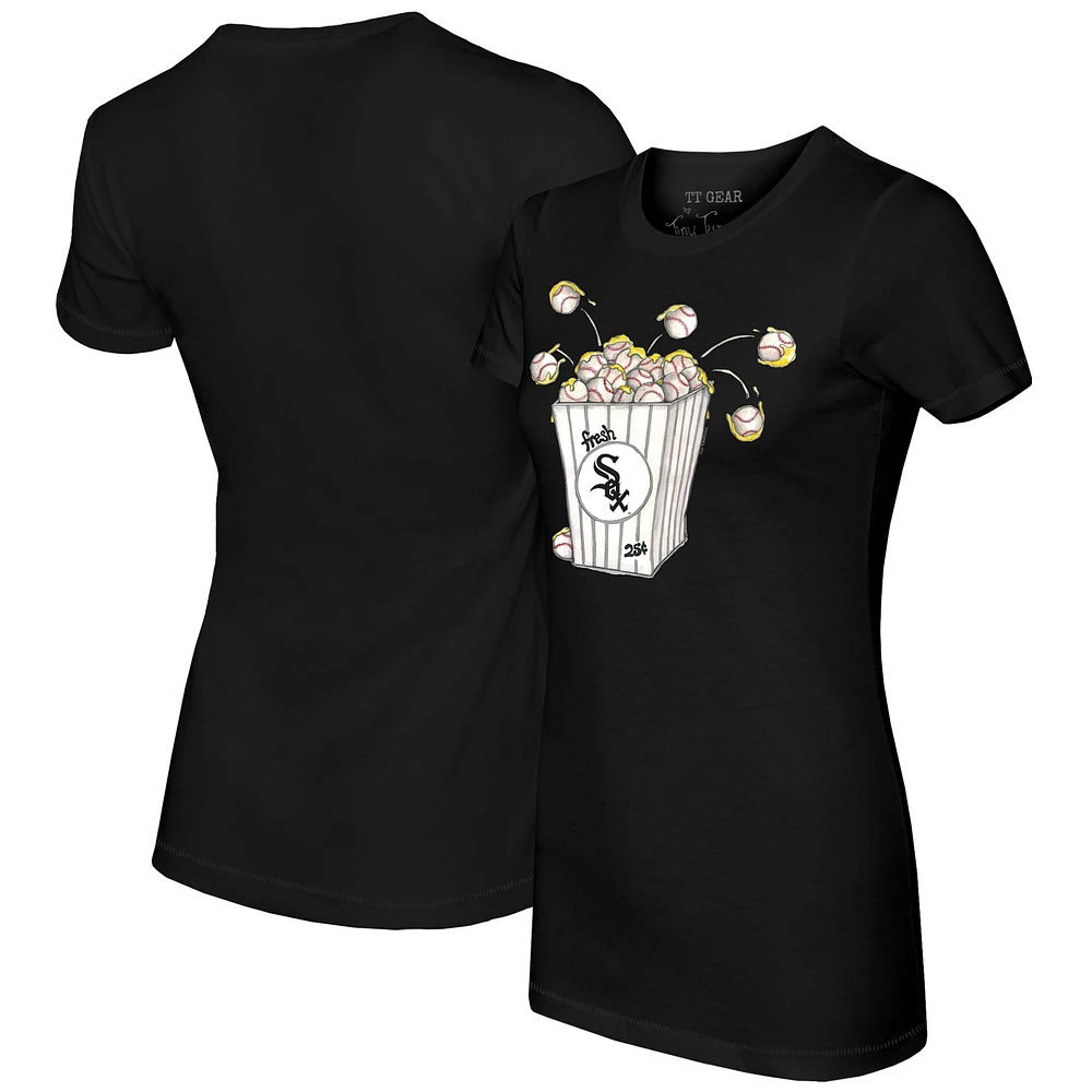Women's Tiny Turnip Black Chicago White Sox Popcorn T-Shirt
