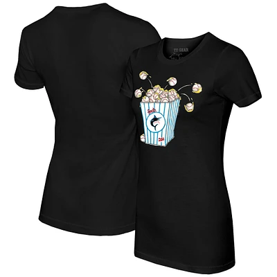 Women's Tiny Turnip Black Miami Marlins Popcorn T-Shirt