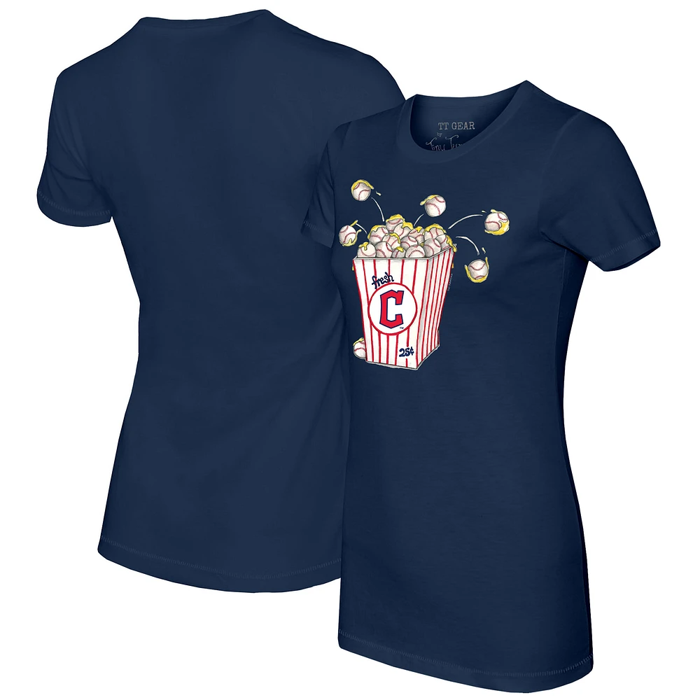 Women's Tiny Turnip Navy Cleveland Guardians Popcorn T-Shirt