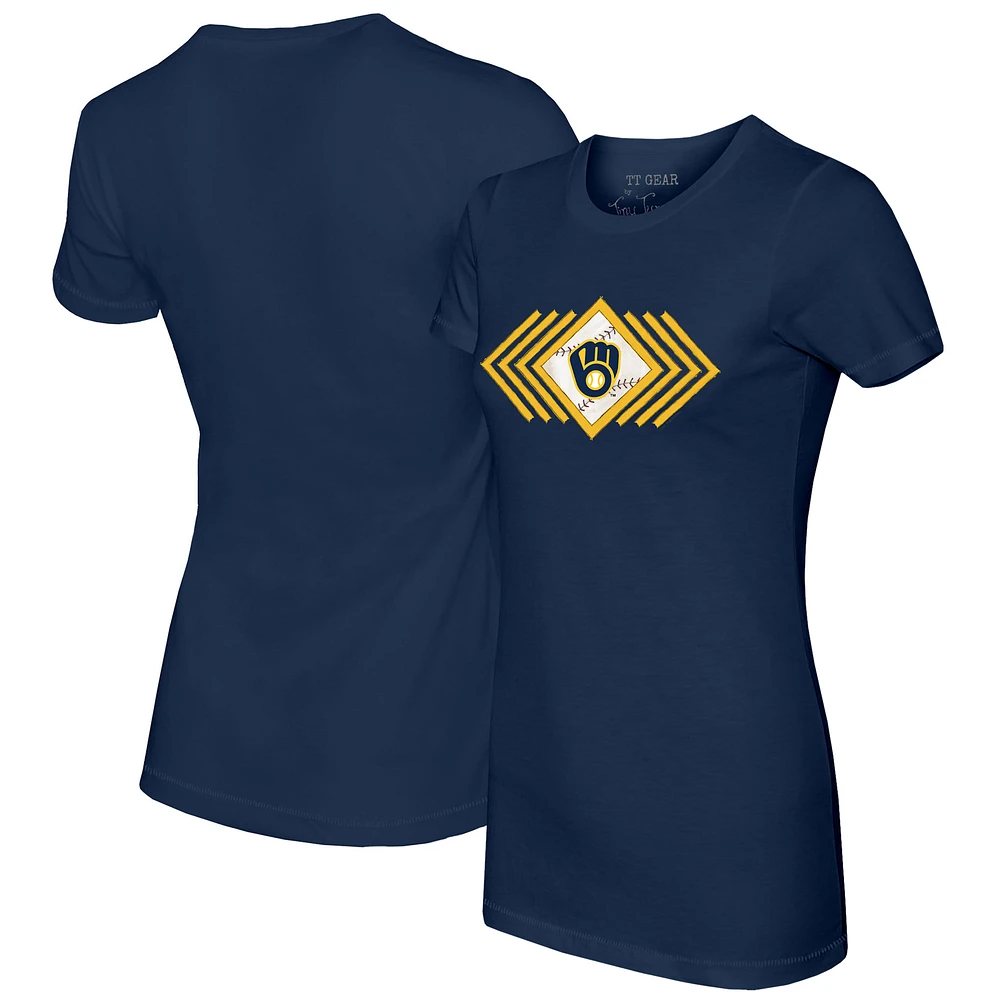 Women's Tiny Turnip Navy Milwaukee Brewers Prism Arrows T-Shirt
