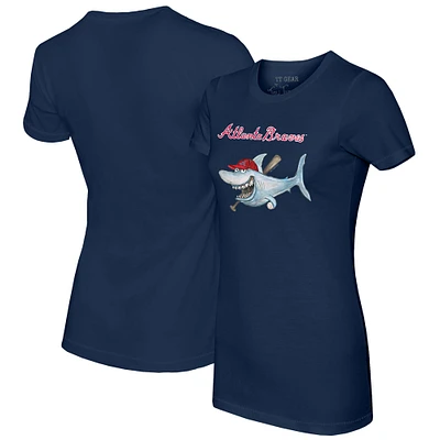 Women's Tiny Turnip Navy Atlanta Braves Shark T-Shirt